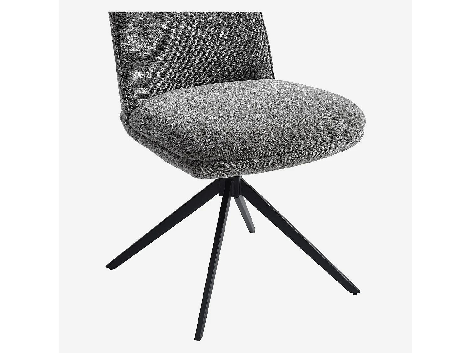 Lot de 2 chaises pivotantes en tissu chenille et métal noir - Gris galet