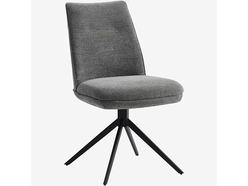 Habitat - Lot de 2 chaises pivotantes en tissu chenille et métal noir - Gris galet - Belo