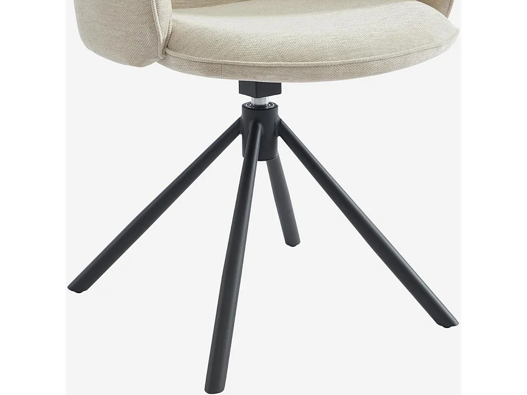 Habitat - Lot de 2 chaises pivotantes en tissu et métal noir avec accoudoirs - Sable blanc - Omida