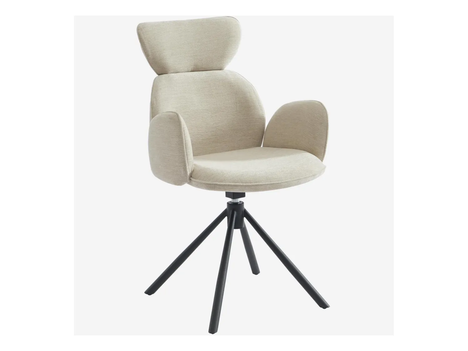 Habitat - Lot de 2 chaises pivotantes en tissu et métal noir avec accoudoirs - Sable blanc - Omida