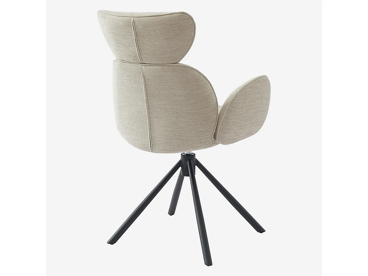 Lot de 2 chaises pivotantes en tissu et métal noir avec accoudoirs - Sable blanc