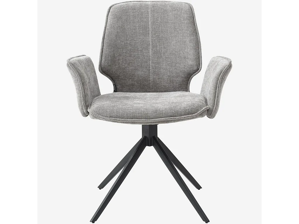 Habitat - Lot de 2 chaises pivotantes en tissu chenille et métal noir avec accoudoirs - Gris fumé - Vince