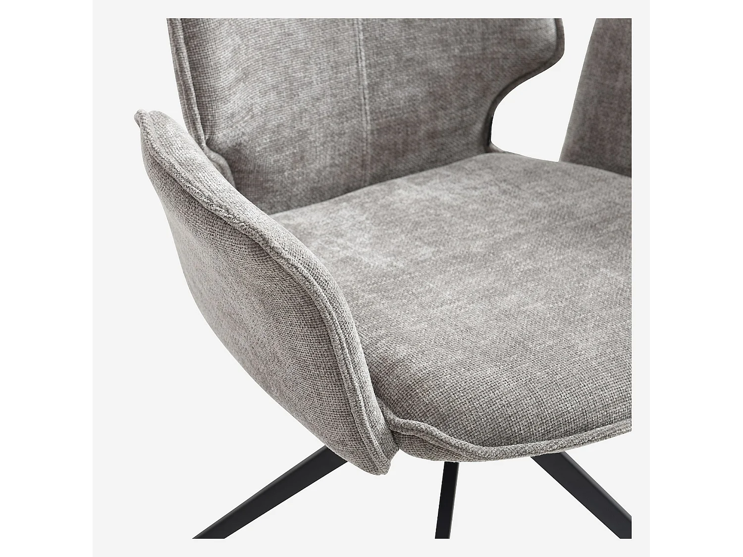 Habitat - Lot de 2 chaises pivotantes en tissu chenille et métal noir avec accoudoirs - Gris fumé - Vince