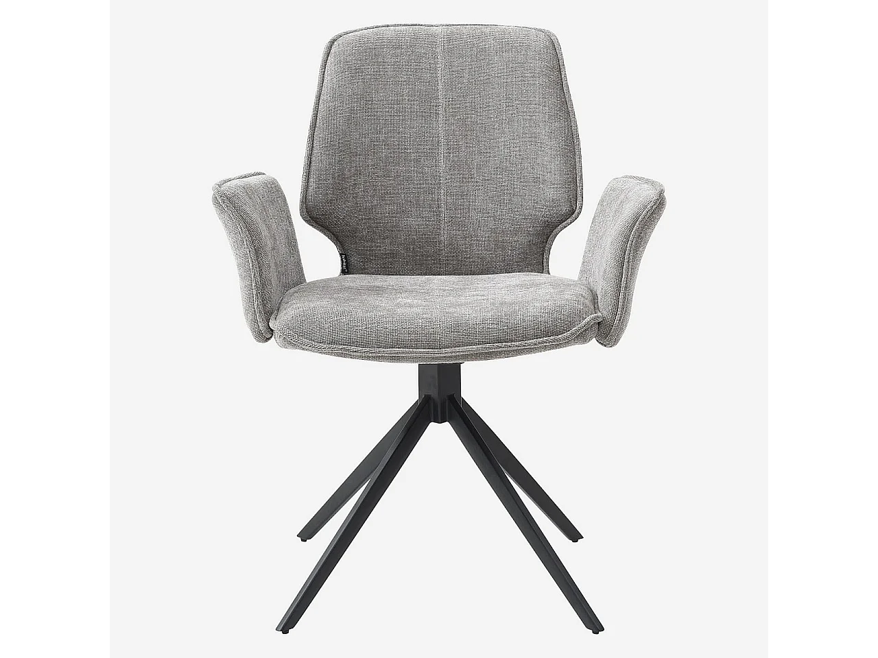 Habitat - Lot de 2 chaises pivotantes en tissu chenille et métal noir avec accoudoirs - Gris fumé - Vince