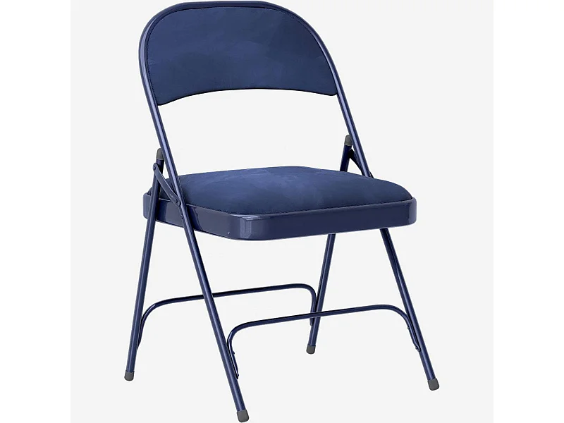 Habitat - Lot de 4 chaises pliantes en acier laqué et tissu - Bleu nuit - Macadam