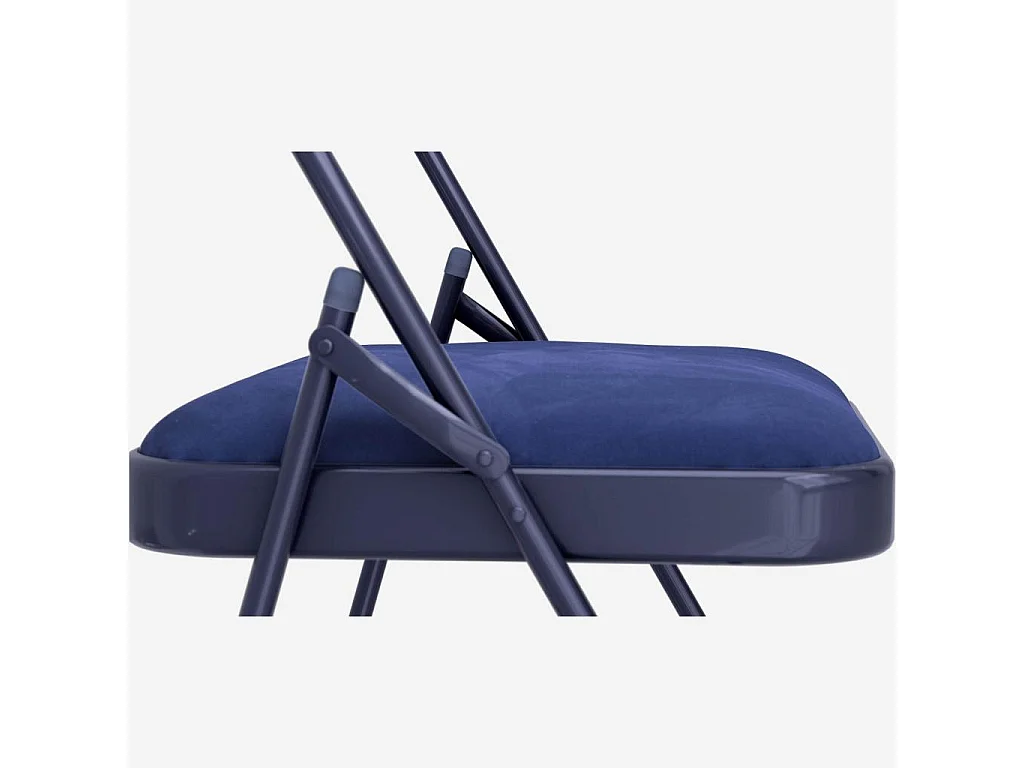 Habitat - Lot de 4 chaises pliantes en acier laqué et tissu - Bleu nuit - Macadam