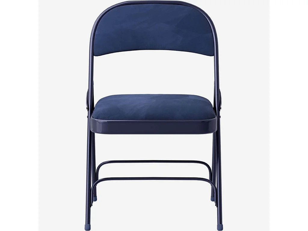 Habitat - Lot de 4 chaises pliantes en acier laqué et tissu - Bleu nuit - Macadam