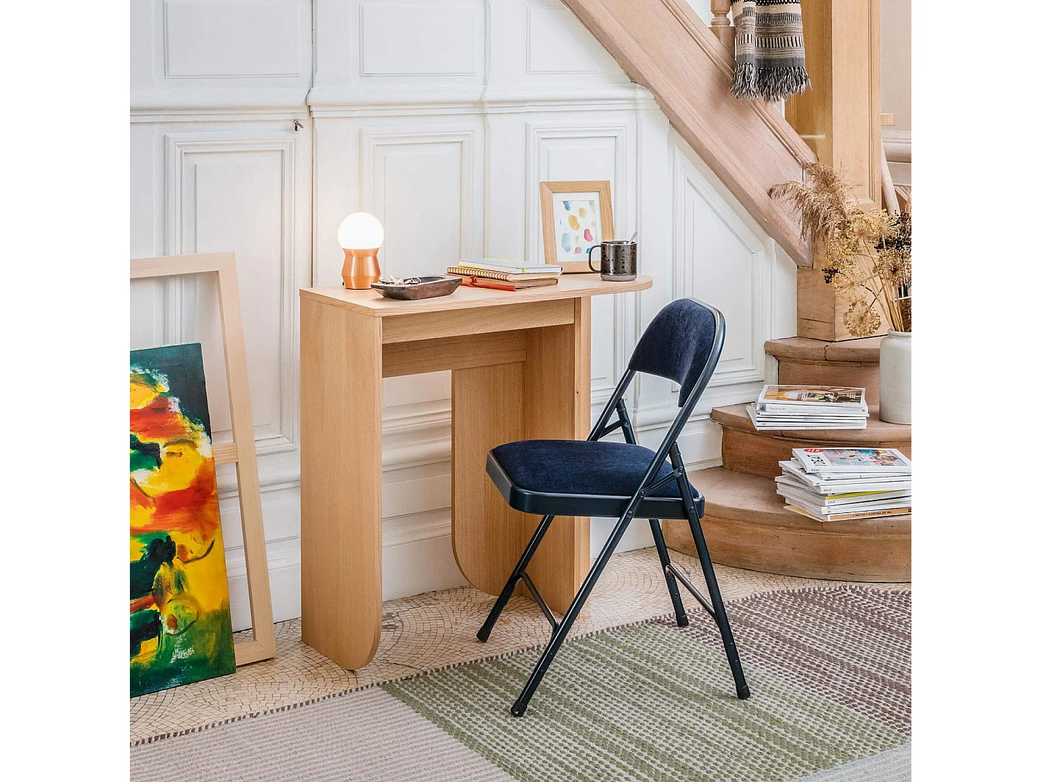 Habitat - Chaise pliante en acier laqué et tissu - Bleu nuit - Macadam