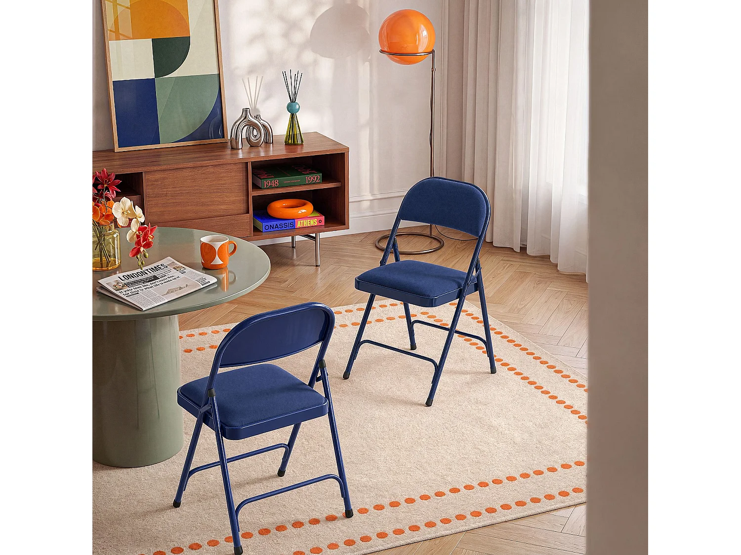 Habitat - Chaise pliante en acier laqué et tissu - Bleu nuit - Macadam