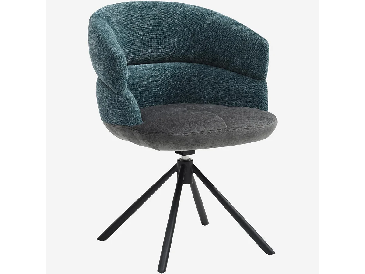 Habitat - Chaise pivotante en tissu et métal noir avec accoudoirs - Gris anthracite et bleu canard - Tabil