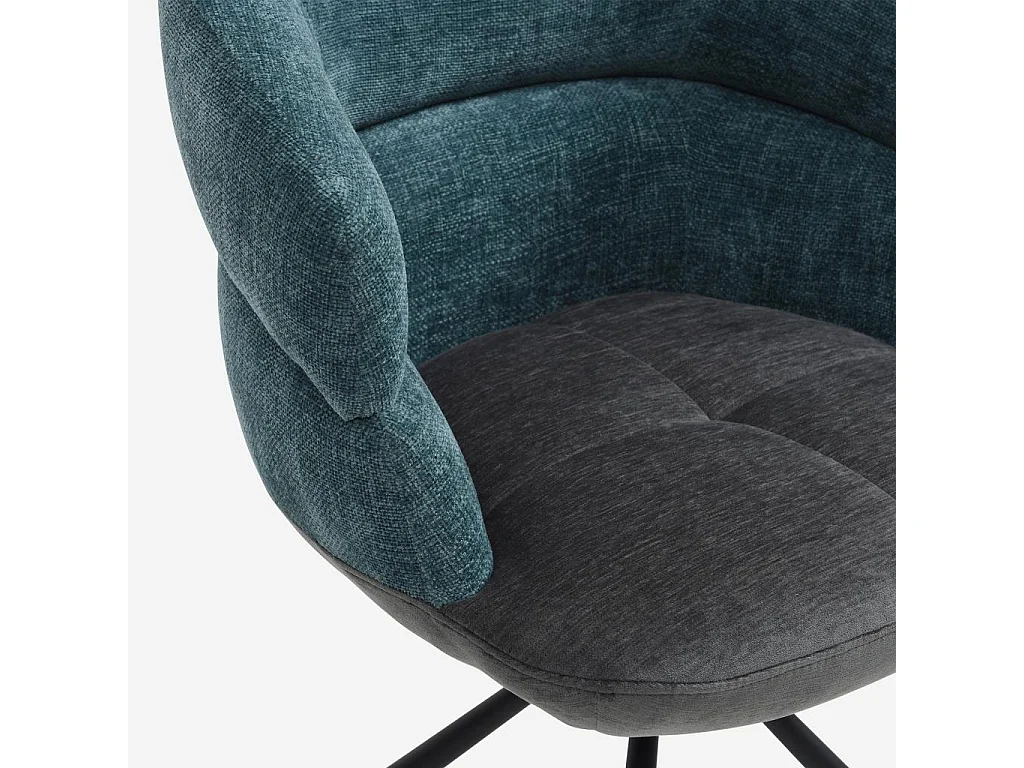 Habitat - Chaise pivotante en tissu et métal noir avec accoudoirs - Gris anthracite et bleu canard - Tabil