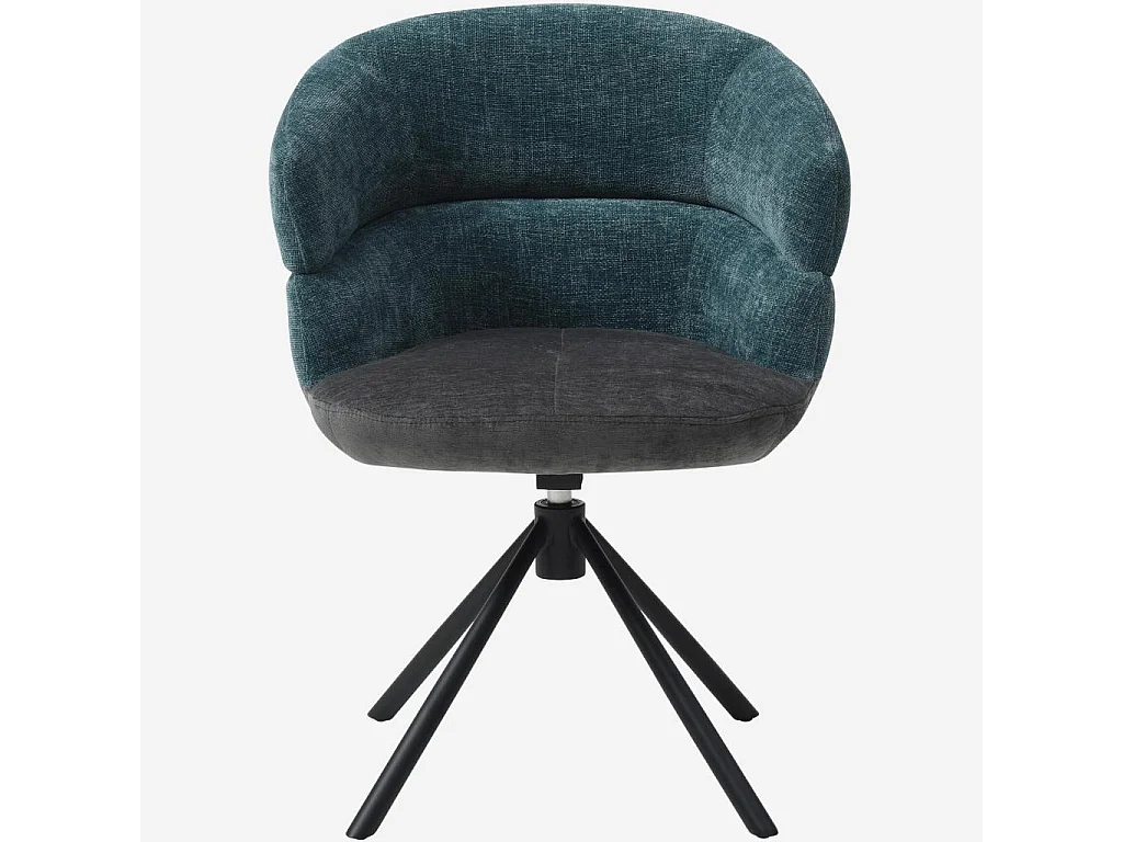 Habitat - Chaise pivotante en tissu et métal noir avec accoudoirs - Gris anthracite et bleu canard - Tabil