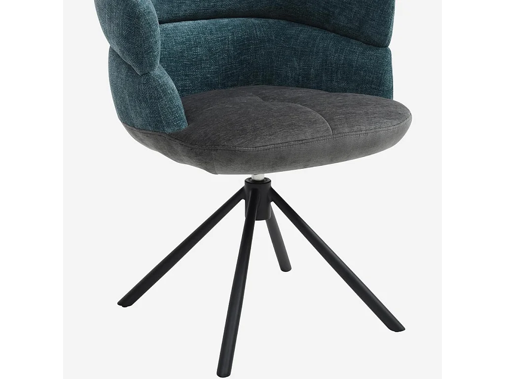 Habitat - Chaise pivotante en tissu et métal noir avec accoudoirs - Gris anthracite et bleu canard - Tabil