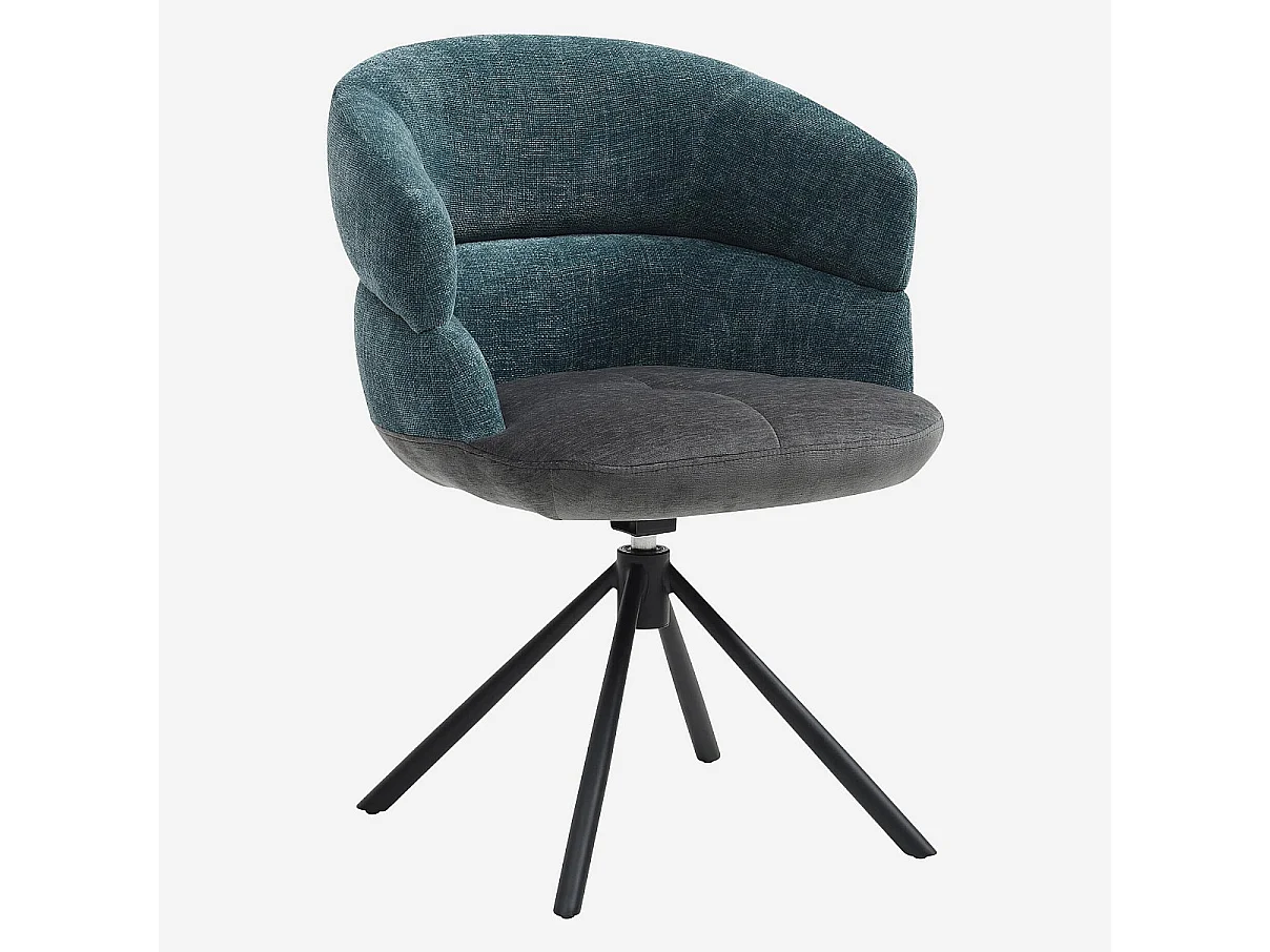 Habitat - Chaise pivotante en tissu et métal noir avec accoudoirs - Gris anthracite et bleu canard - Tabil