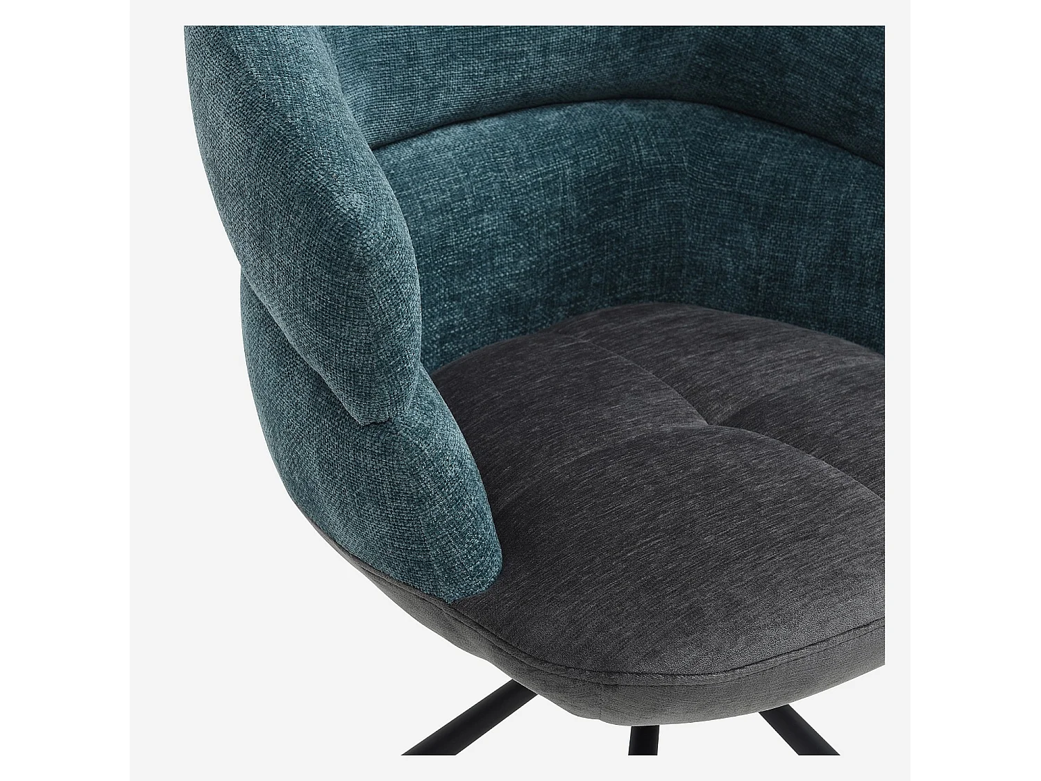 Habitat - Chaise pivotante en tissu et métal noir avec accoudoirs - Gris anthracite et bleu canard - Tabil