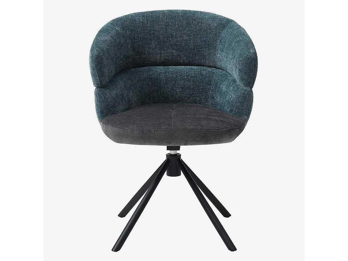 Habitat - Chaise pivotante en tissu et métal noir avec accoudoirs - Gris anthracite et bleu canard - Tabil
