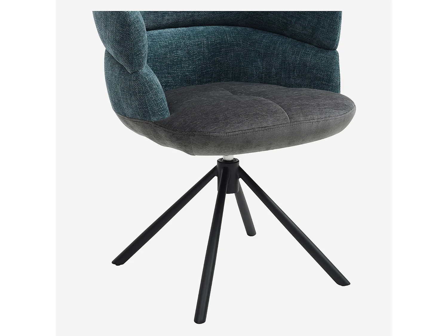 Habitat - Chaise pivotante en tissu et métal noir avec accoudoirs - Gris anthracite et bleu canard - Tabil