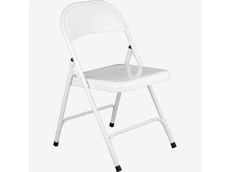 Habitat - Lot de 4 chaises pliantes en acier laqué - Blanc - Macadam