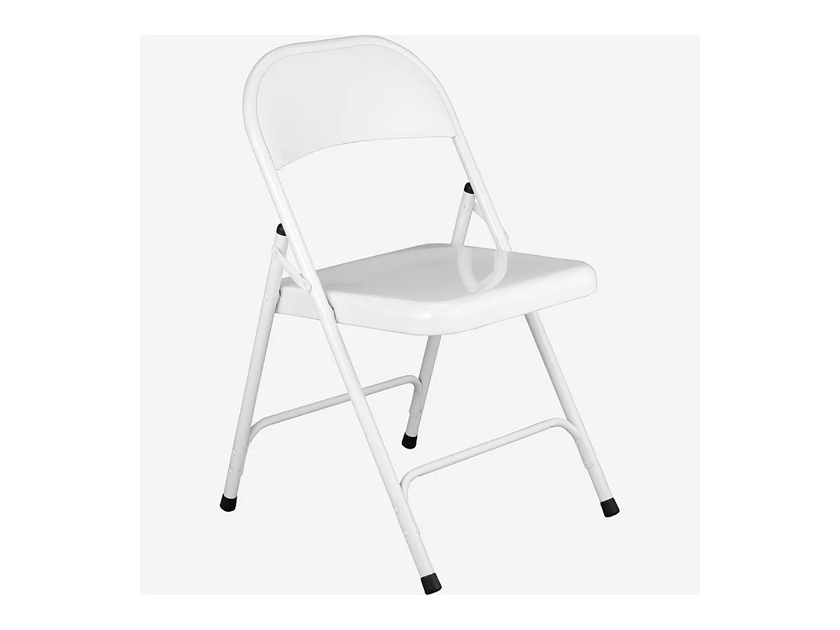 Habitat - Lot de 4 chaises pliantes en acier laqué - Blanc - Macadam