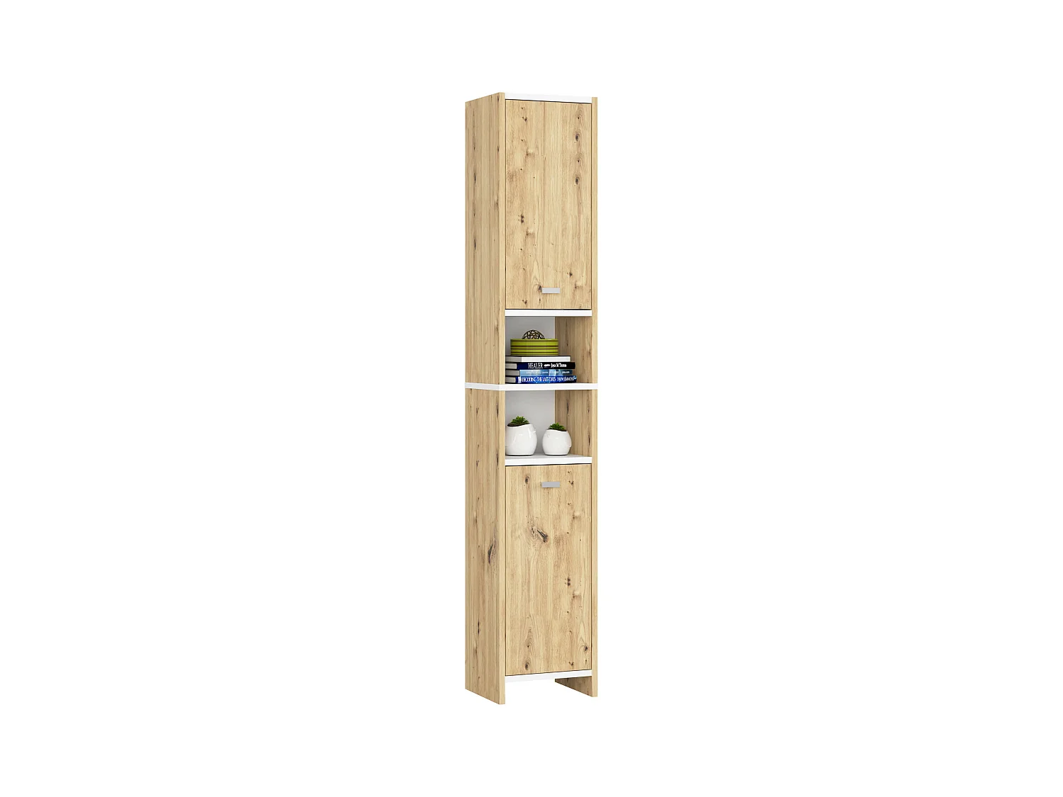 Colonna da bagno AKORD BETI Quercia Artisan, Bianca  2 ante 32x28x180 cm