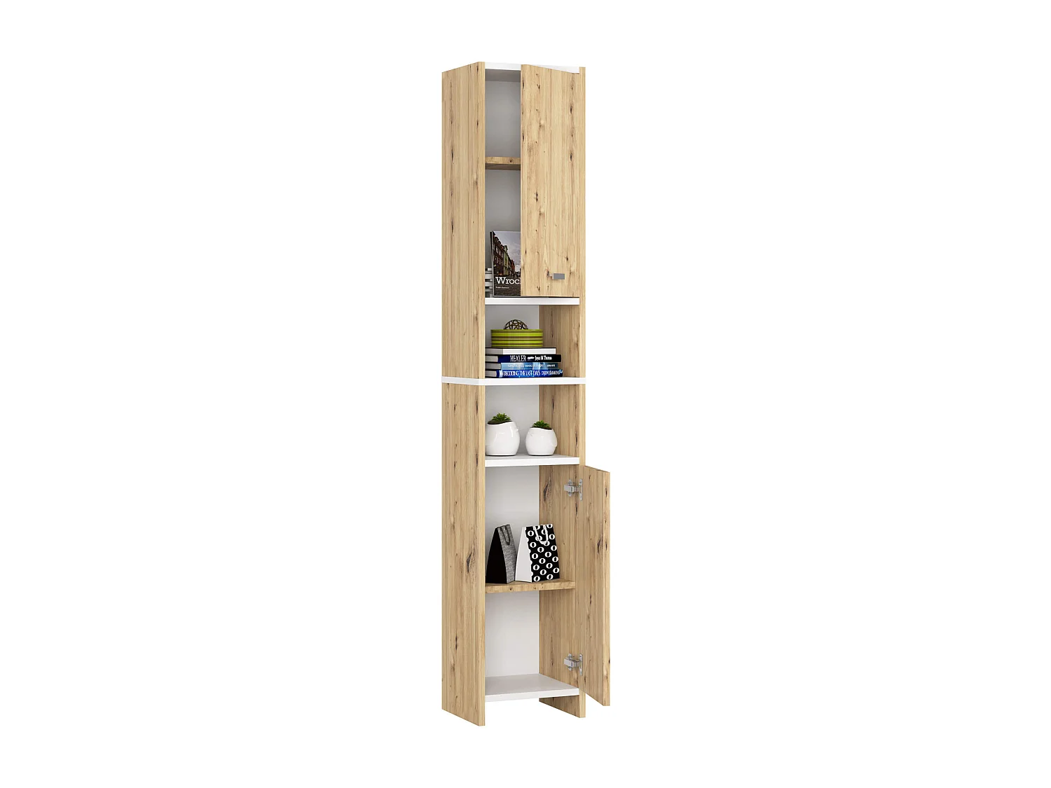 Badkamerkast BETI mit 2 Deuren / AKORD Furniture Factory / Artisan Eik - Wit / 32x180x28 cm