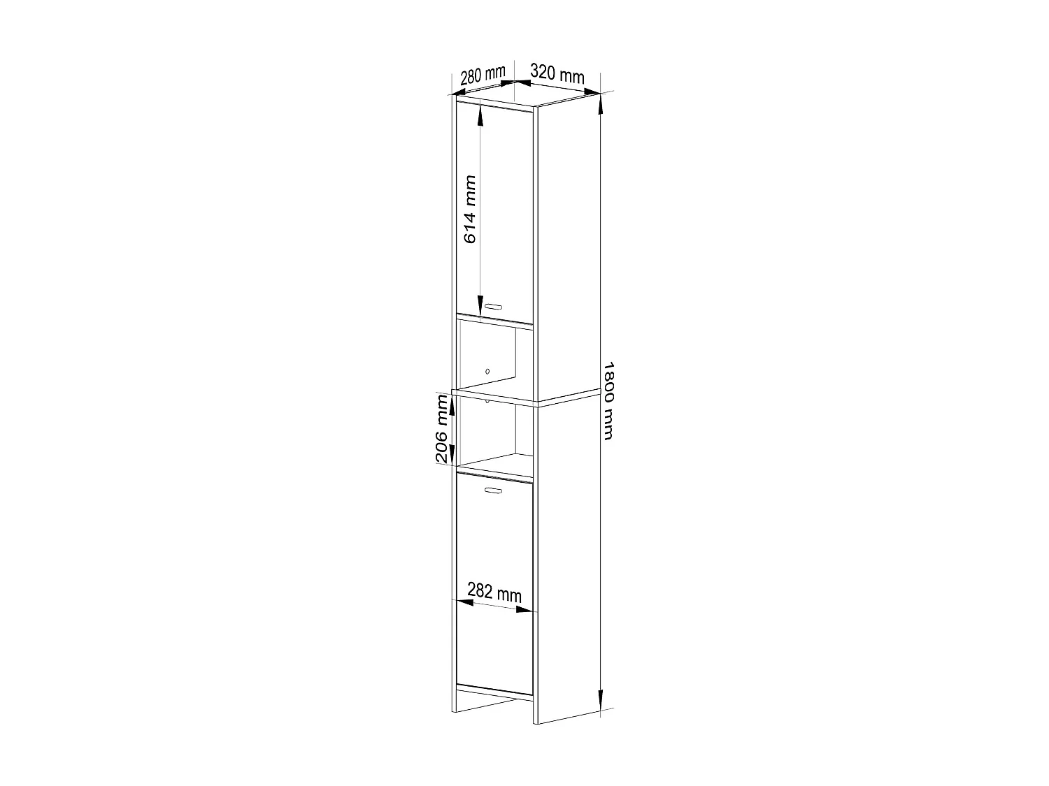 Badkamerkast BETI mit 2 Deuren / AKORD Furniture Factory / Artisan Eik - Wit / 32x180x28 cm