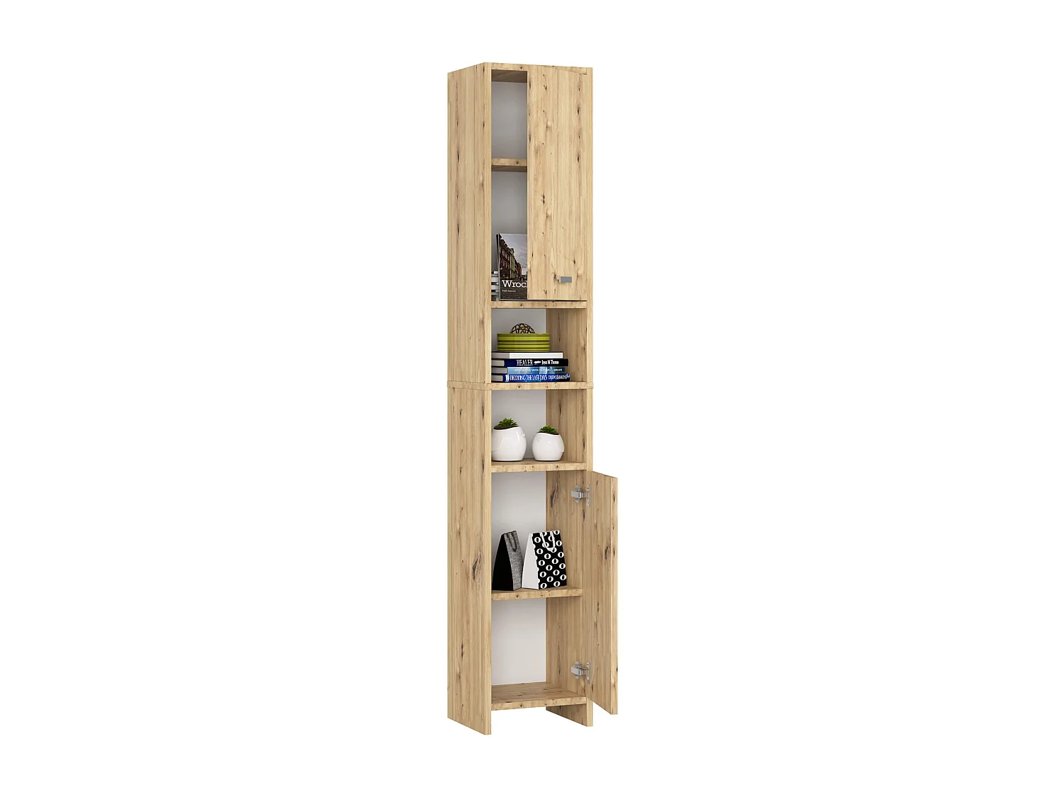 Colonne salle de bain AKORD BETI Chêne Artisan 32 cm 2 portes 4 étagères 32x28x180 cm