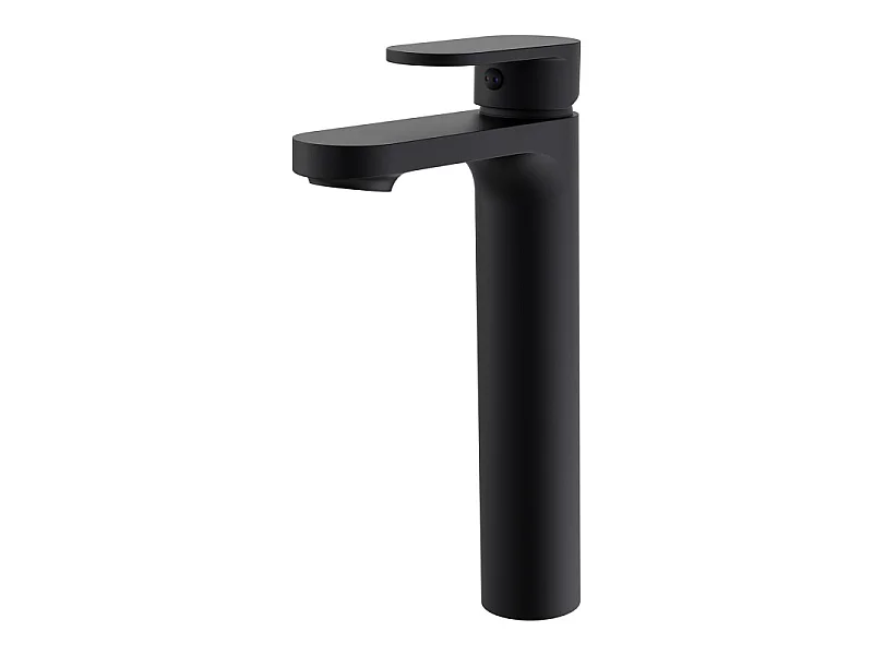 Set lavabo Totem in rovere massello con lavabo e rubinetto TOM nero