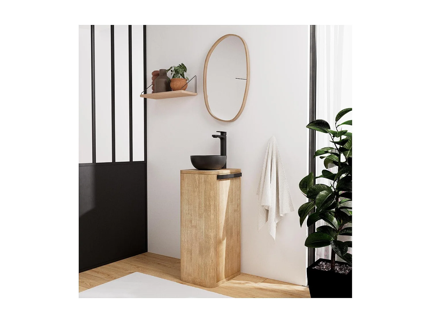 Conjunto mueble lavabo + lavabo + grifo + espejo TOM
