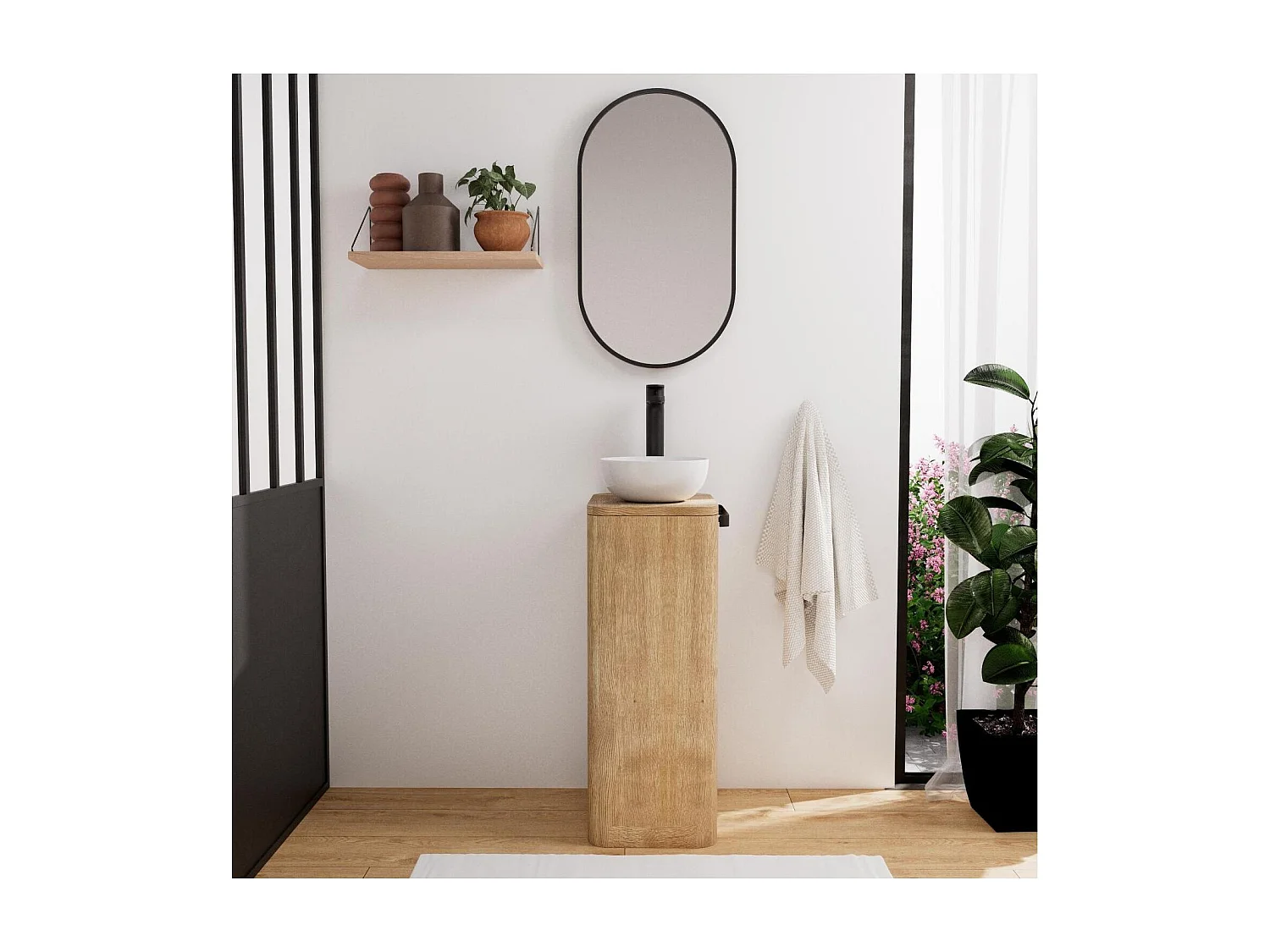 TOM Waschbeckenschrank + Waschbecken + Spiegelset