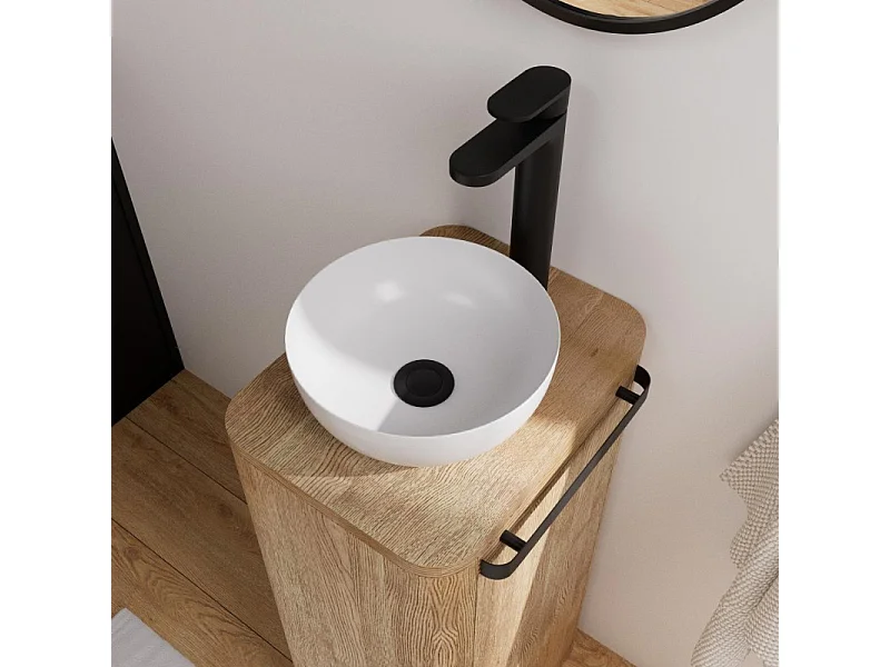 Ensemble meuble lave-mains TOM + vasque + robinet + miroir