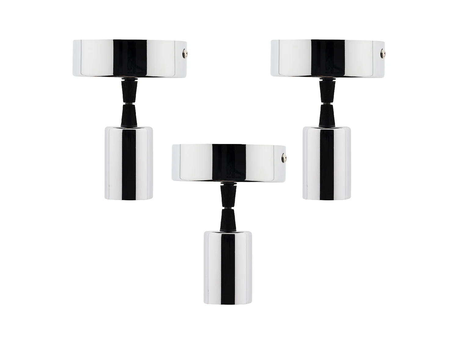 Lot de 3 kits de suspension luminaire métal avec cordons textiles Chrome - Zenitech