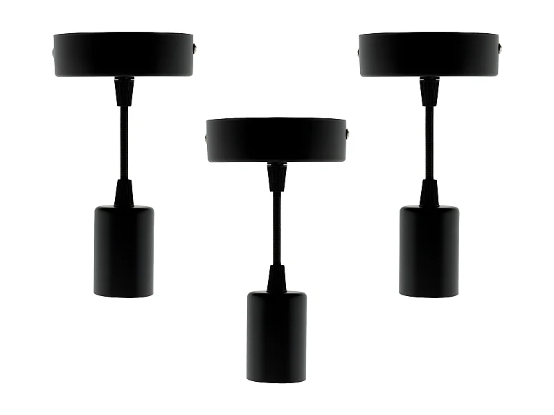 Lot de 3 kits de suspension luminaire métal avec cordons textiles - Noir - Zenitech