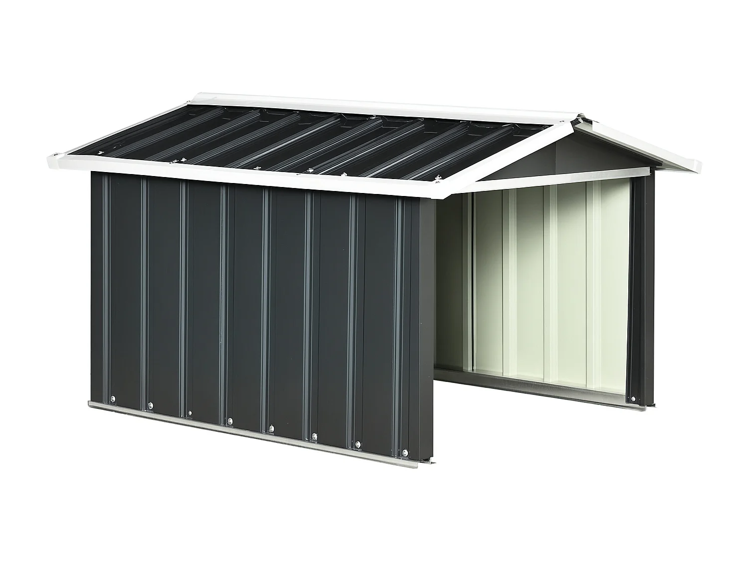 Abri de jardin pour tondeuse à gazon robot-tondeuse - garage tondeuse robot - tôle acier ondulé gris blanc