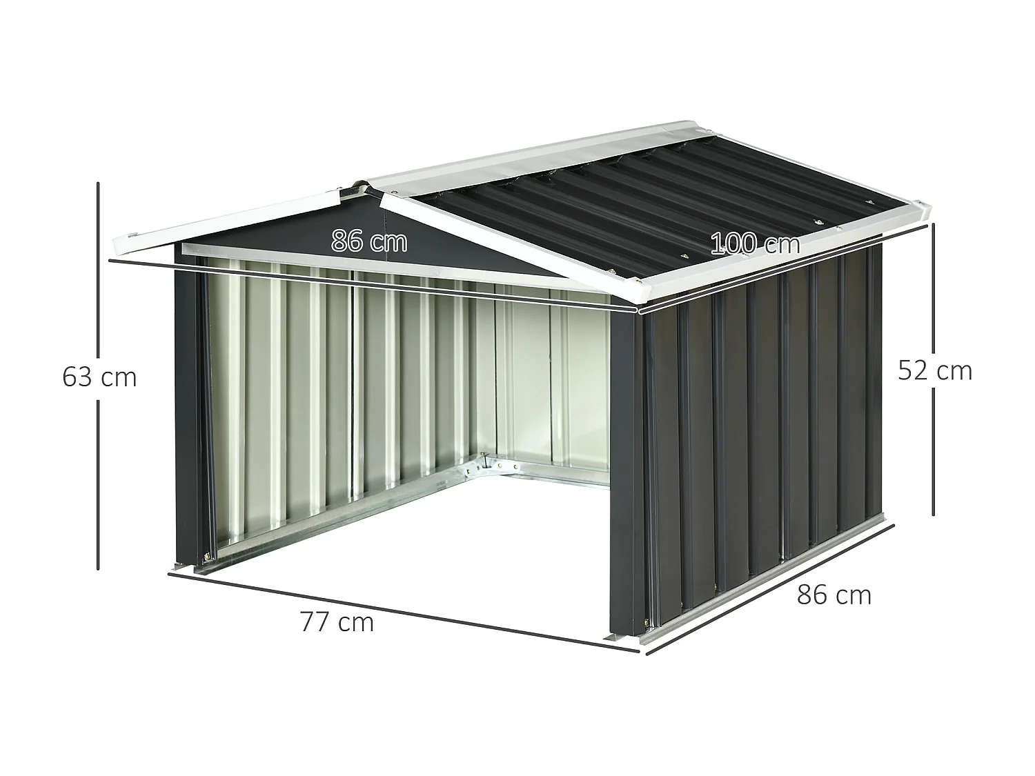 Abri de jardin pour tondeuse à gazon robot-tondeuse - garage tondeuse robot - tôle acier ondulé gris blanc