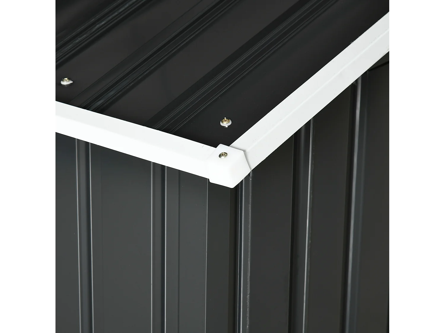 Abri de jardin pour tondeuse à gazon robot-tondeuse - garage tondeuse robot - tôle acier ondulé gris blanc