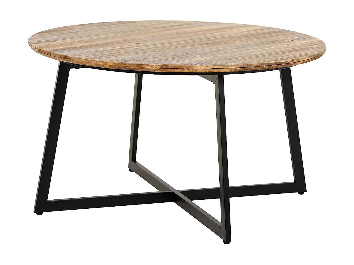 Mesa de centro redonda em metal e madeira 80x80x45h cm