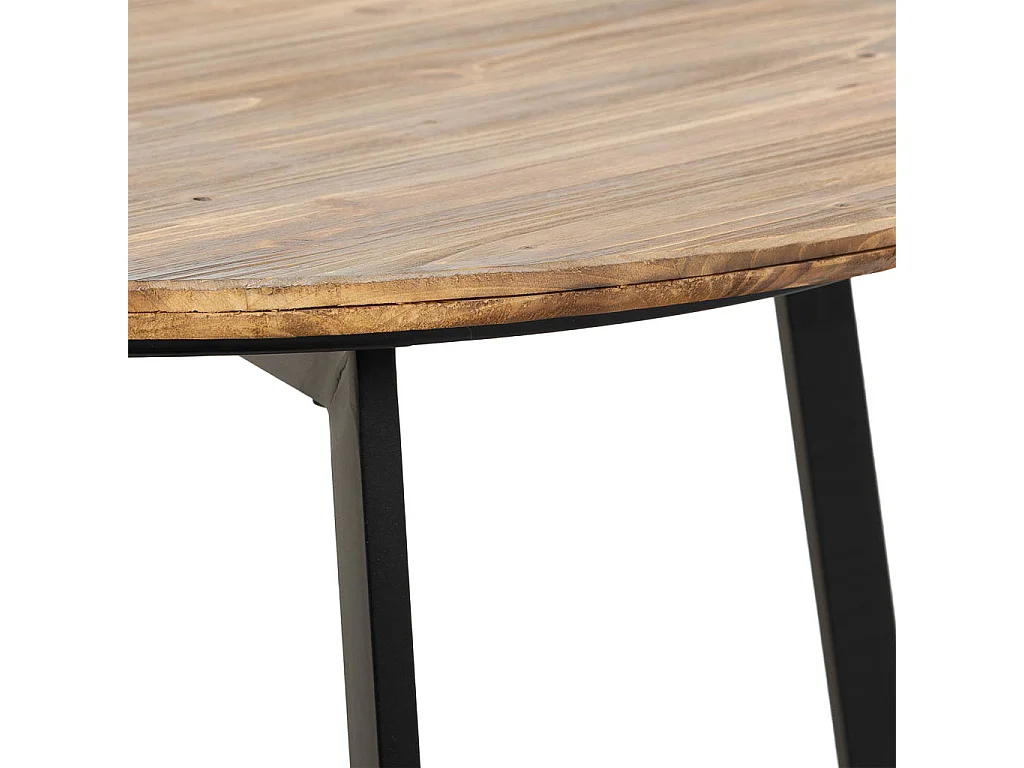 Mesa de centro redonda em metal e madeira 80x80x45h cm