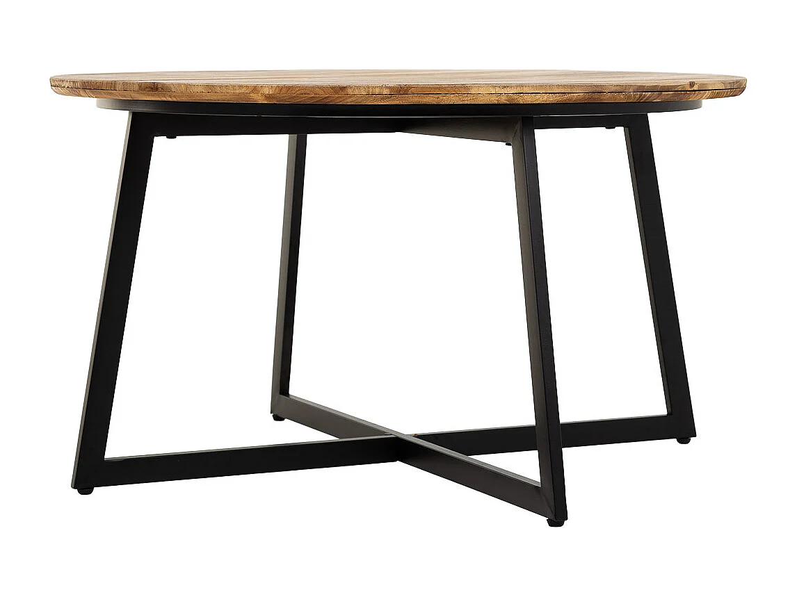Runder Couchtisch aus Metall und Holz 80x80x45h cm