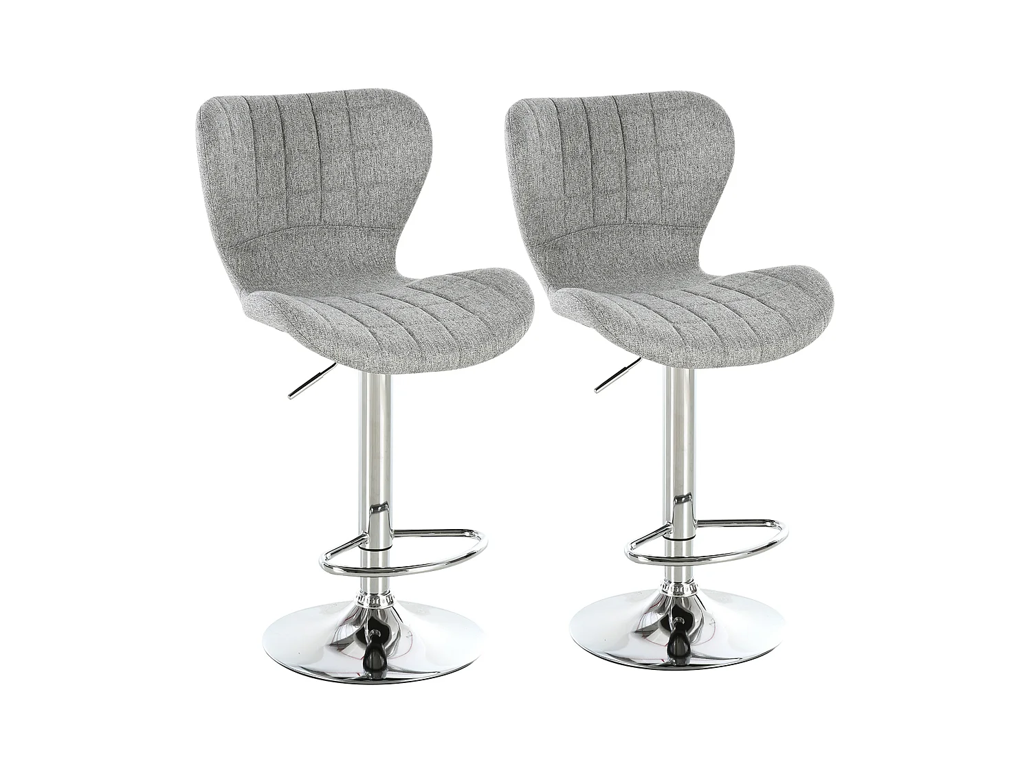 Lot de 2 tabourets de bar design contemporain hauteur d'assise réglable 59-81 cm pivotant 360° lin gris