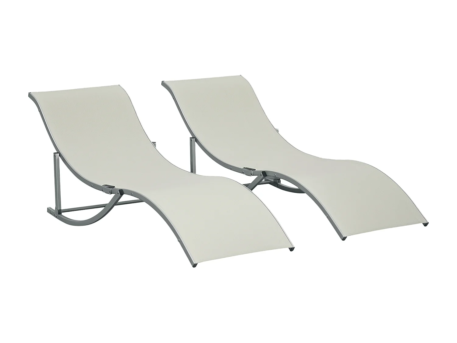 Lot de 2 bains de soleil pliables design contemporain - lot de 2 transats ergonomiques - alu. textilène beige