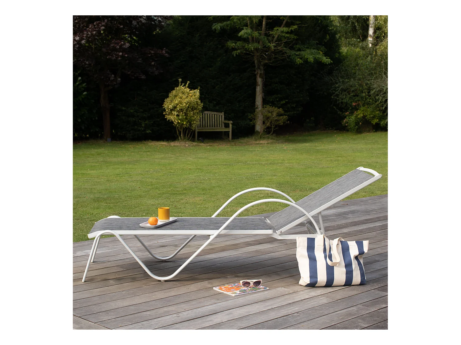 Bain de soleil en aluminium Blanc SUNSET