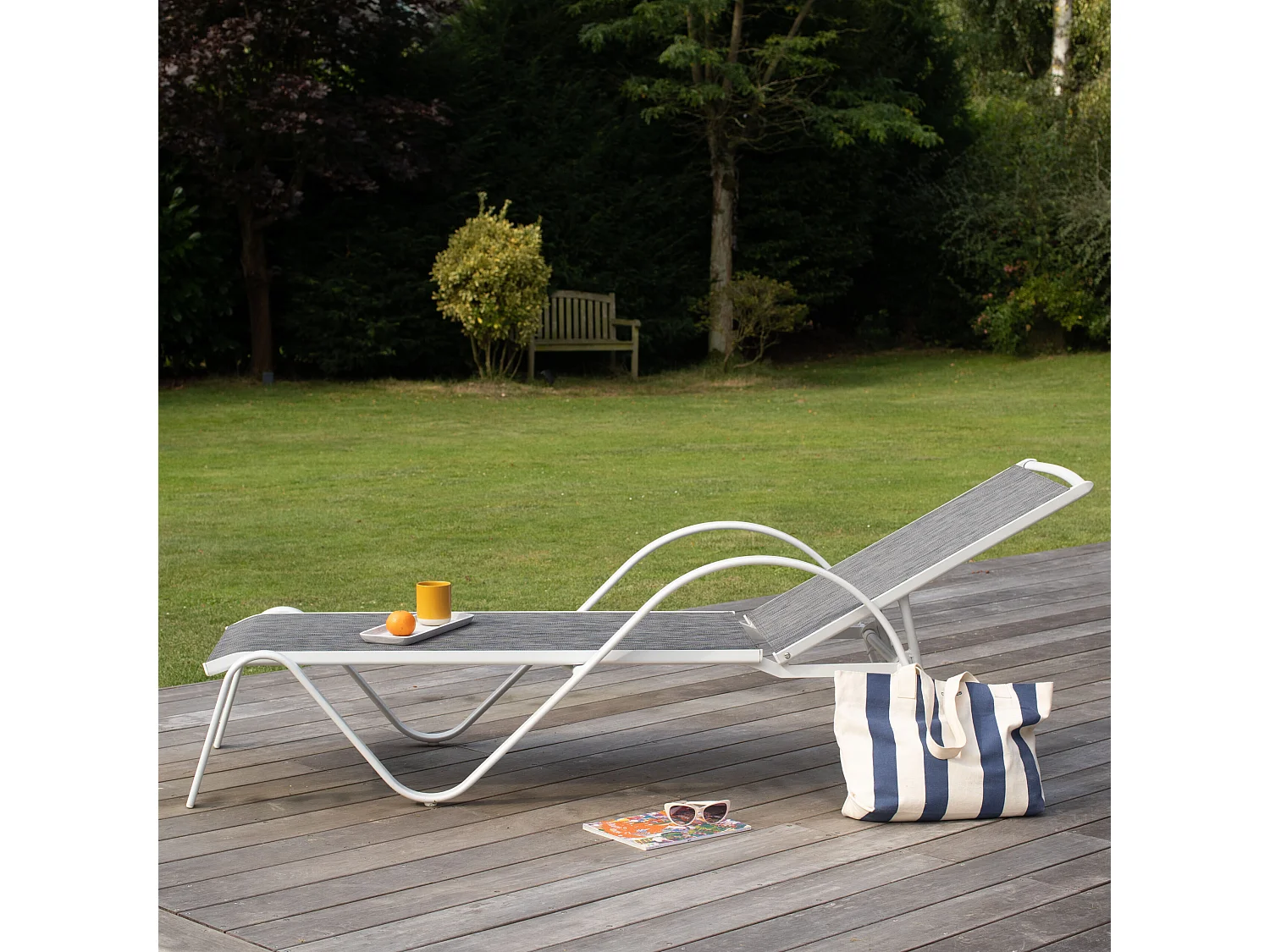 Bain de soleil en aluminium Blanc SUNSET