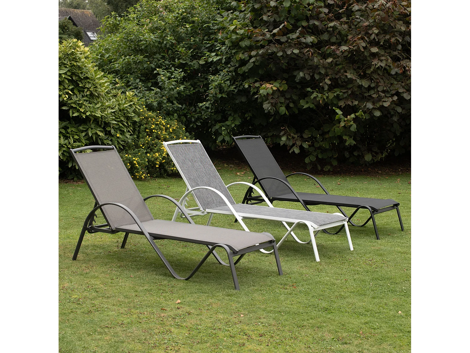 Bain de soleil noir en aluminium multipositions SUNSET