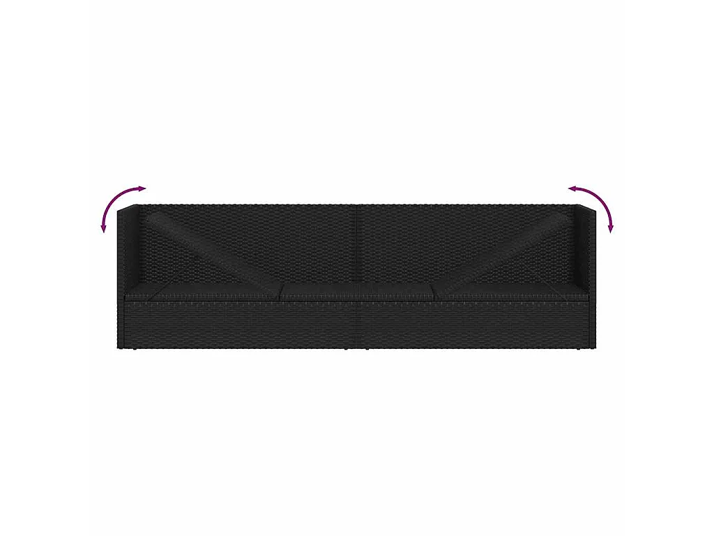 Lit de jardin avec coussin et oreillers Résine tressée Noir