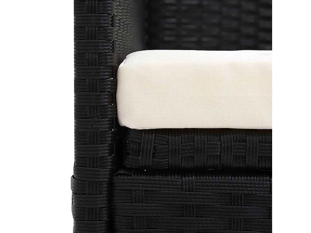 Lit de jardin avec coussin et oreillers Résine tressée Noir
