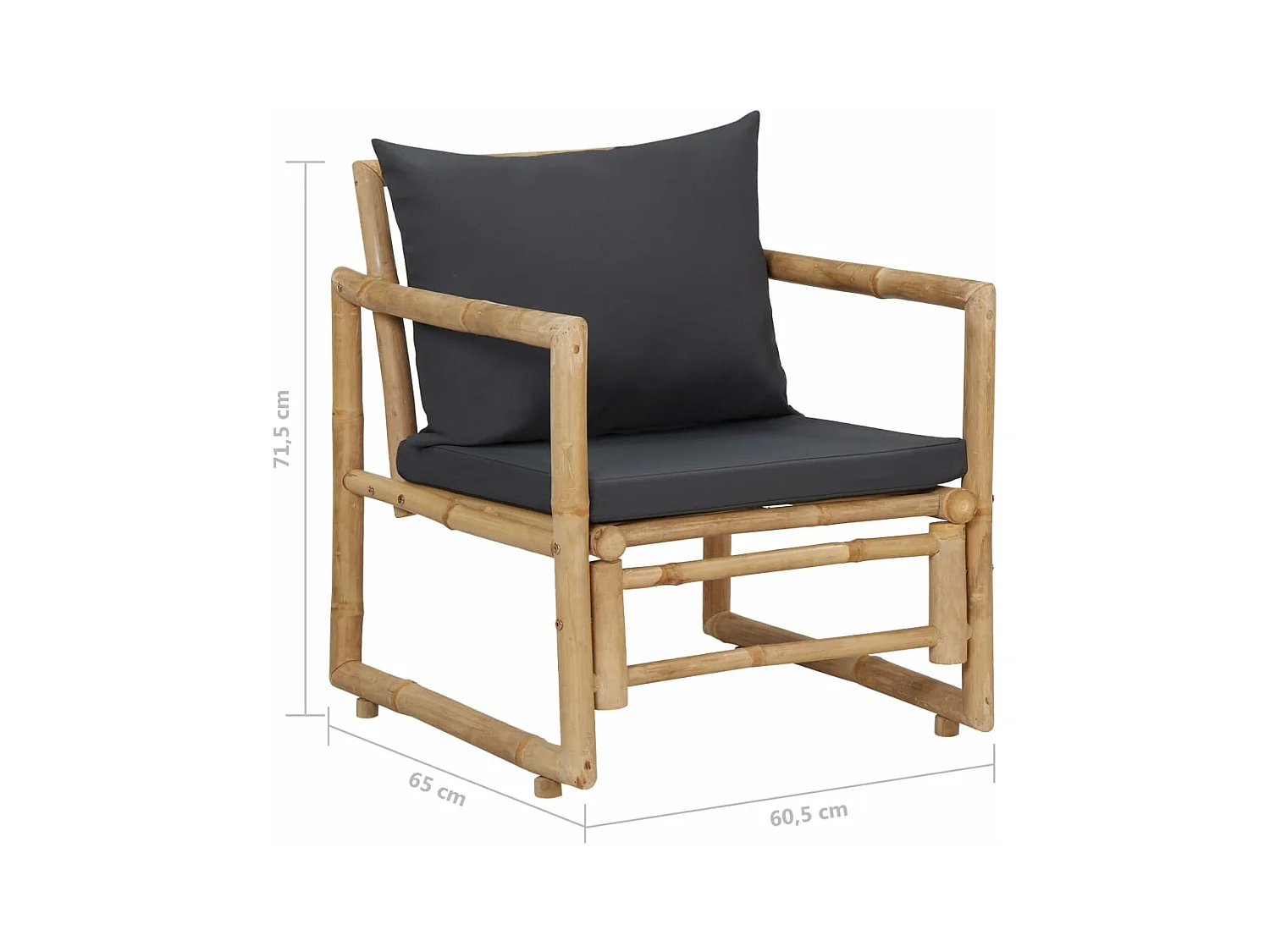 Salon de jardin 4 pcs avec coussins Bambou