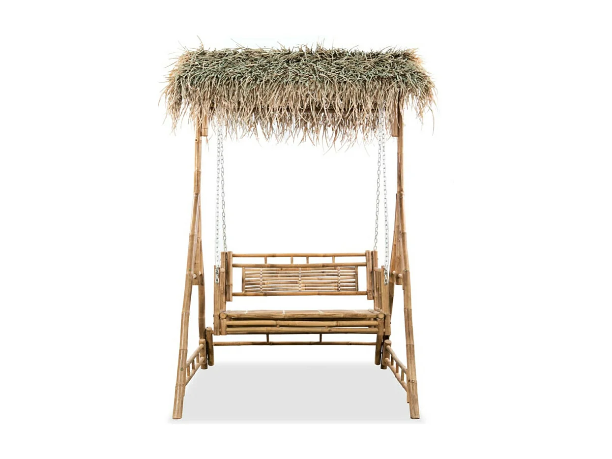Hollywoodschaukel 2-Sitzer mit Palmblättern Bambus 202 cm