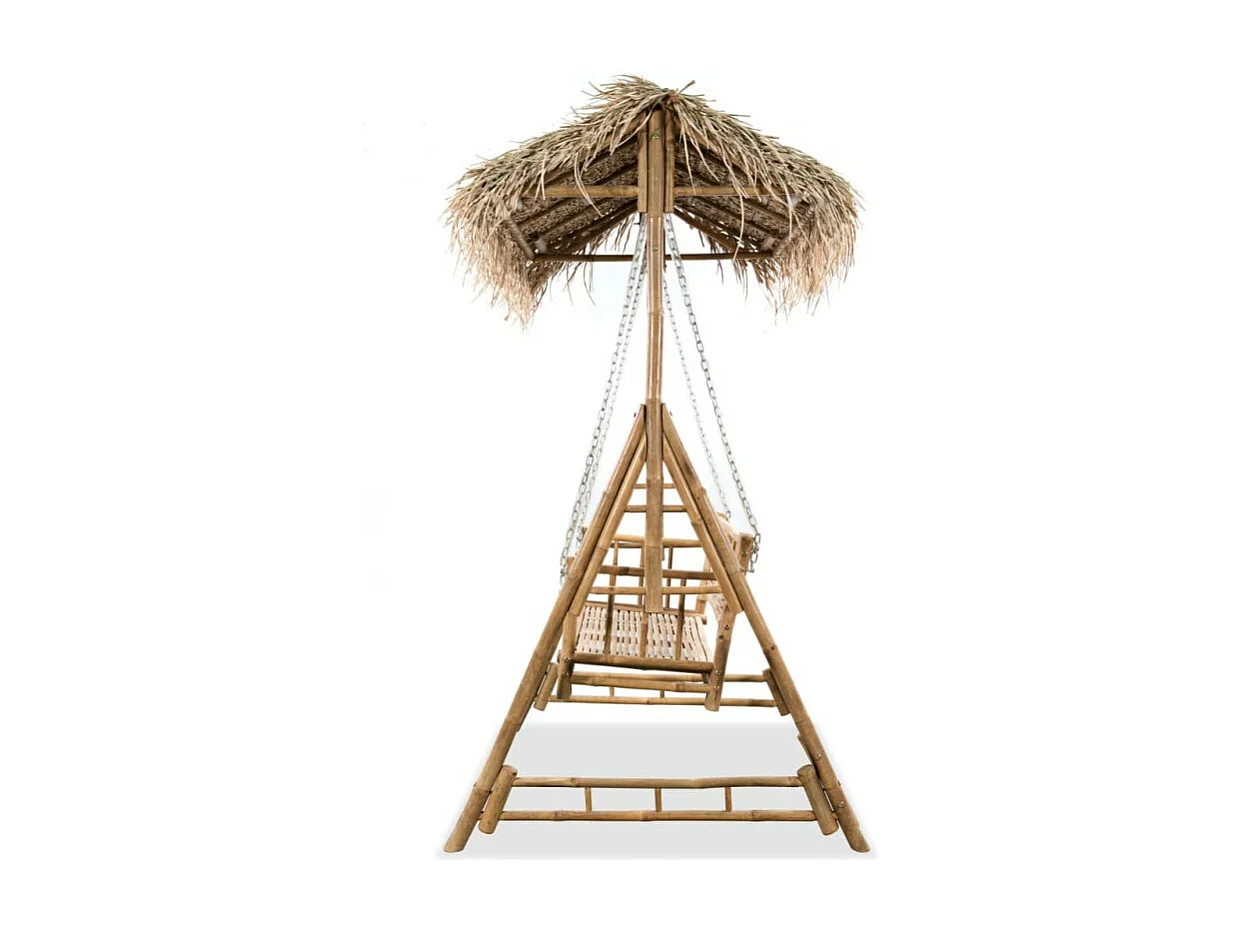 Hollywoodschaukel 2-Sitzer mit Palmblättern Bambus 202 cm