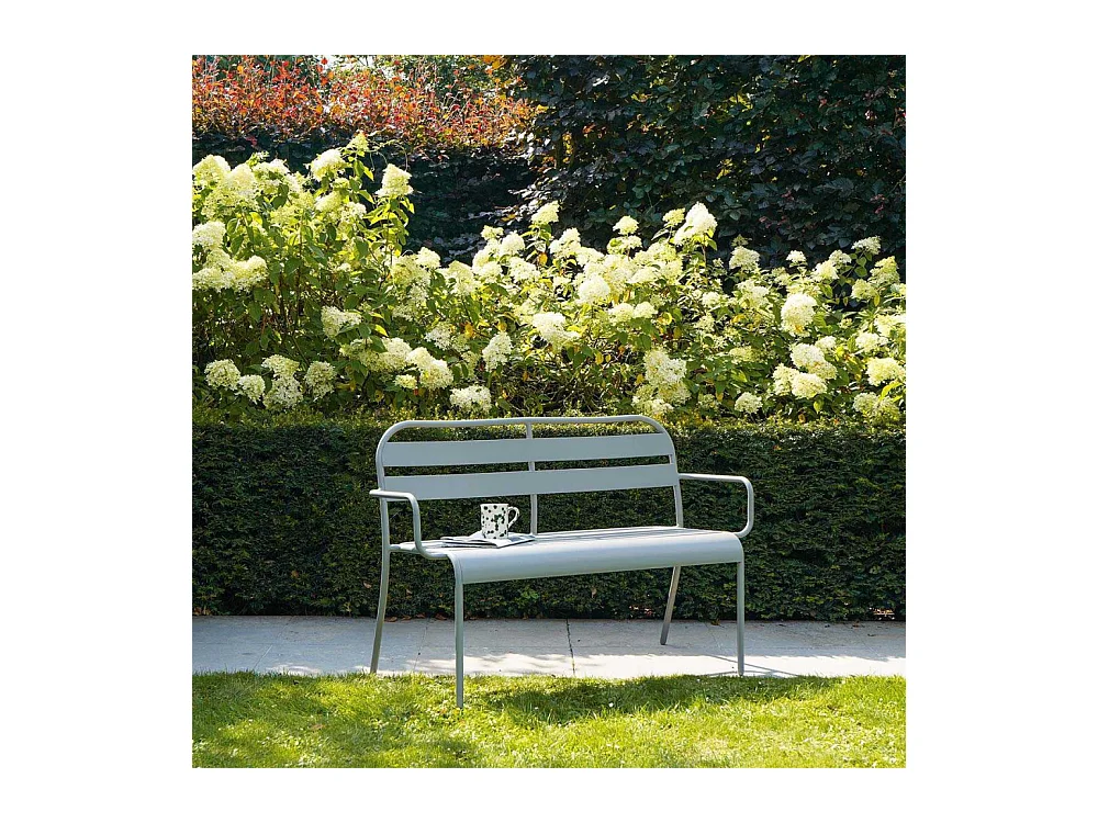 Banc en aluminium 118cm Gris Galet SOHA